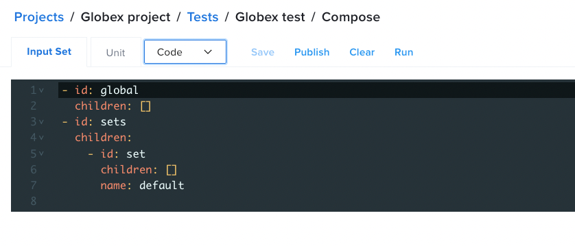 Input Set Code View