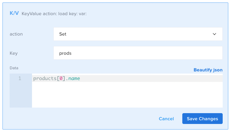 set method for K/V store component