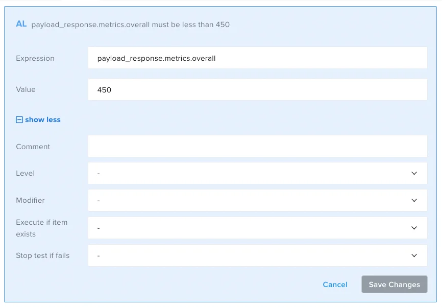 An Assert-Less component in Visual view