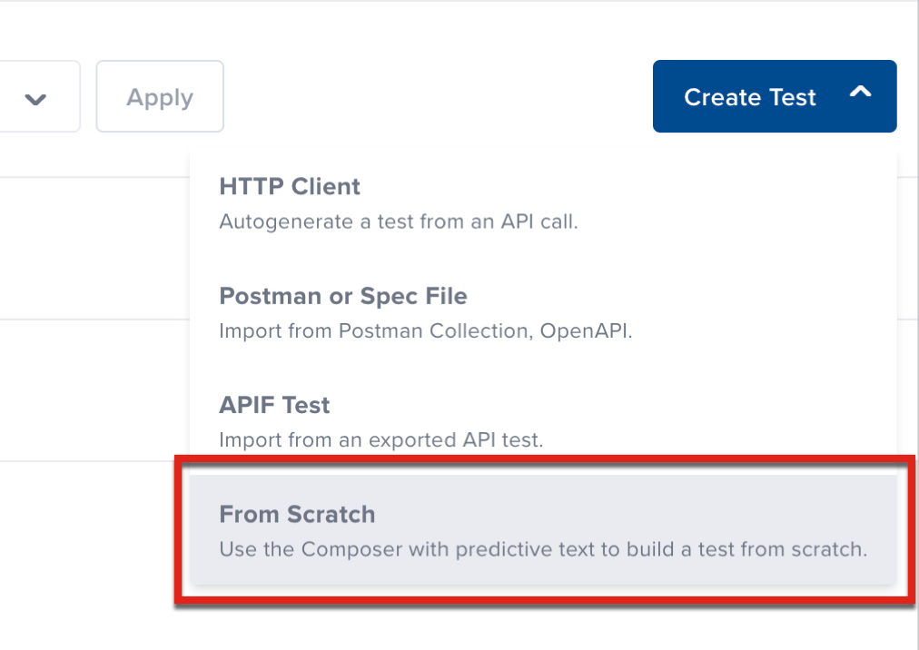 Navigating to the New Test window