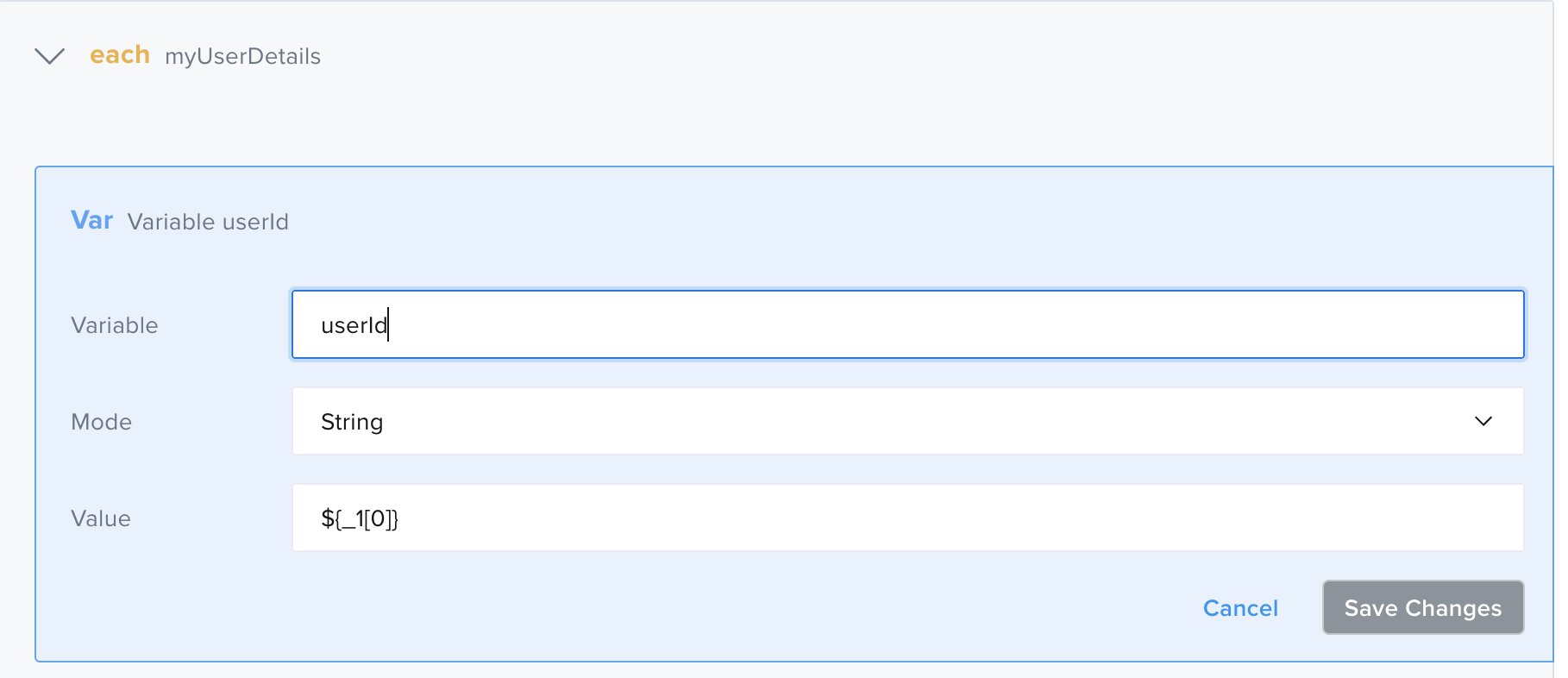 Save the value in a variable