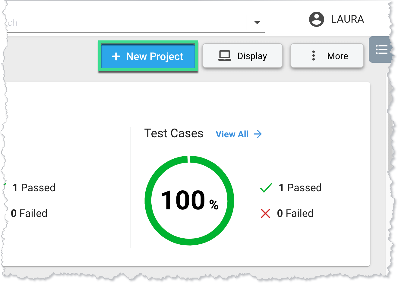 Navigating to the project creation screen