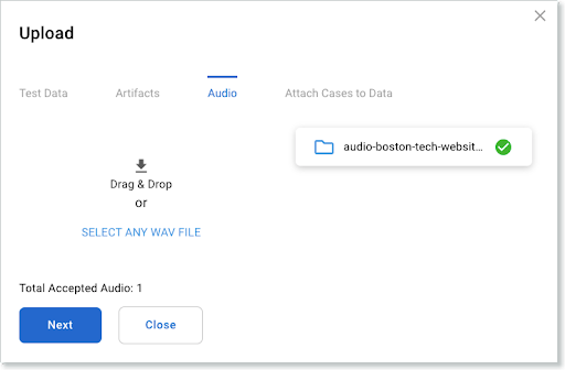 Upload window - Audio tab