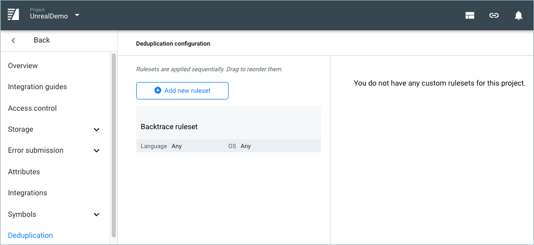 deduplication config