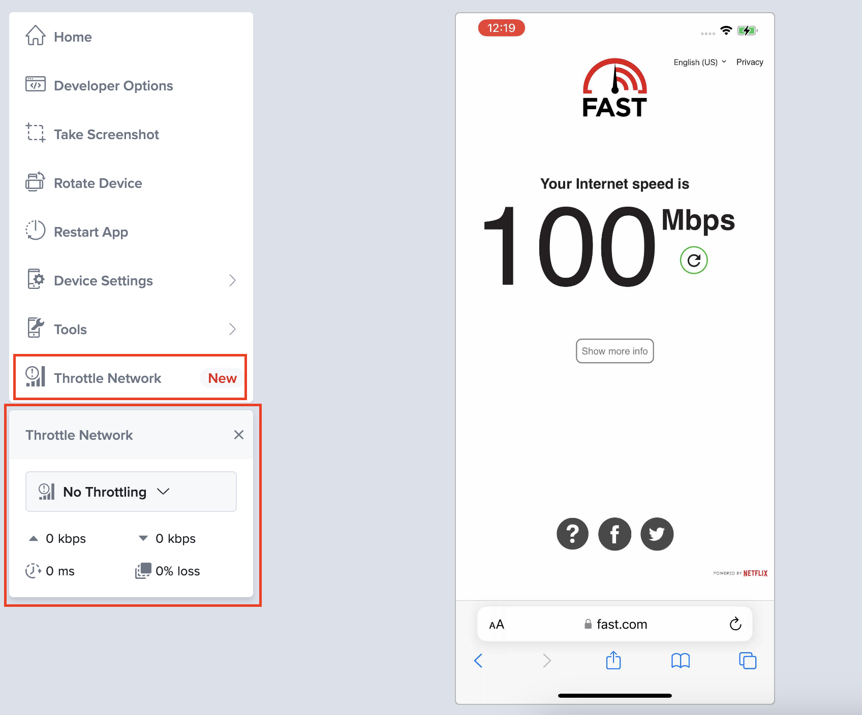 Throttle Network tool