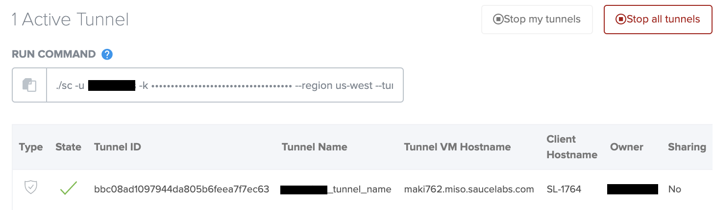 Sauce Connect Tunnel Success