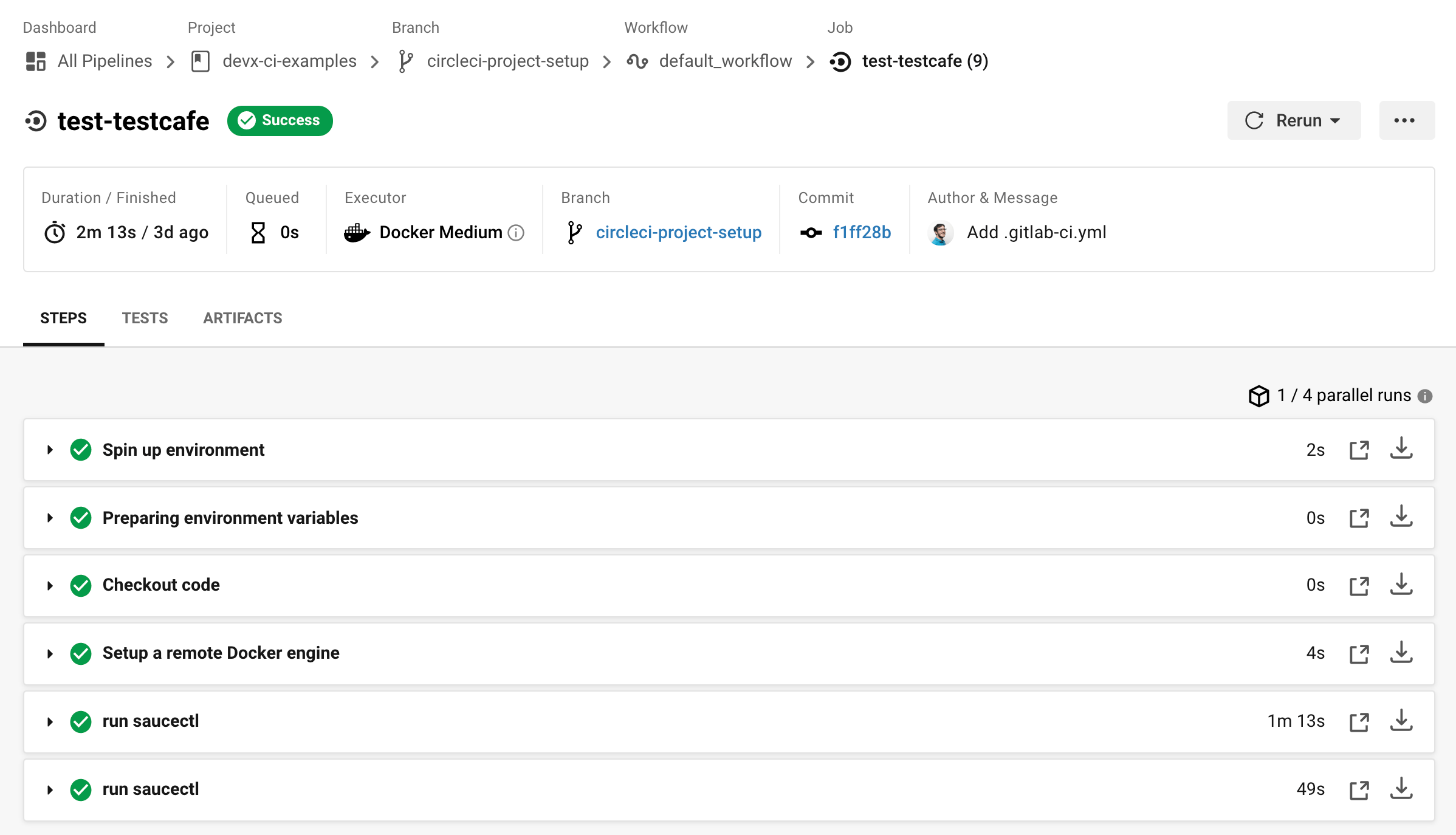 CircleCI Output