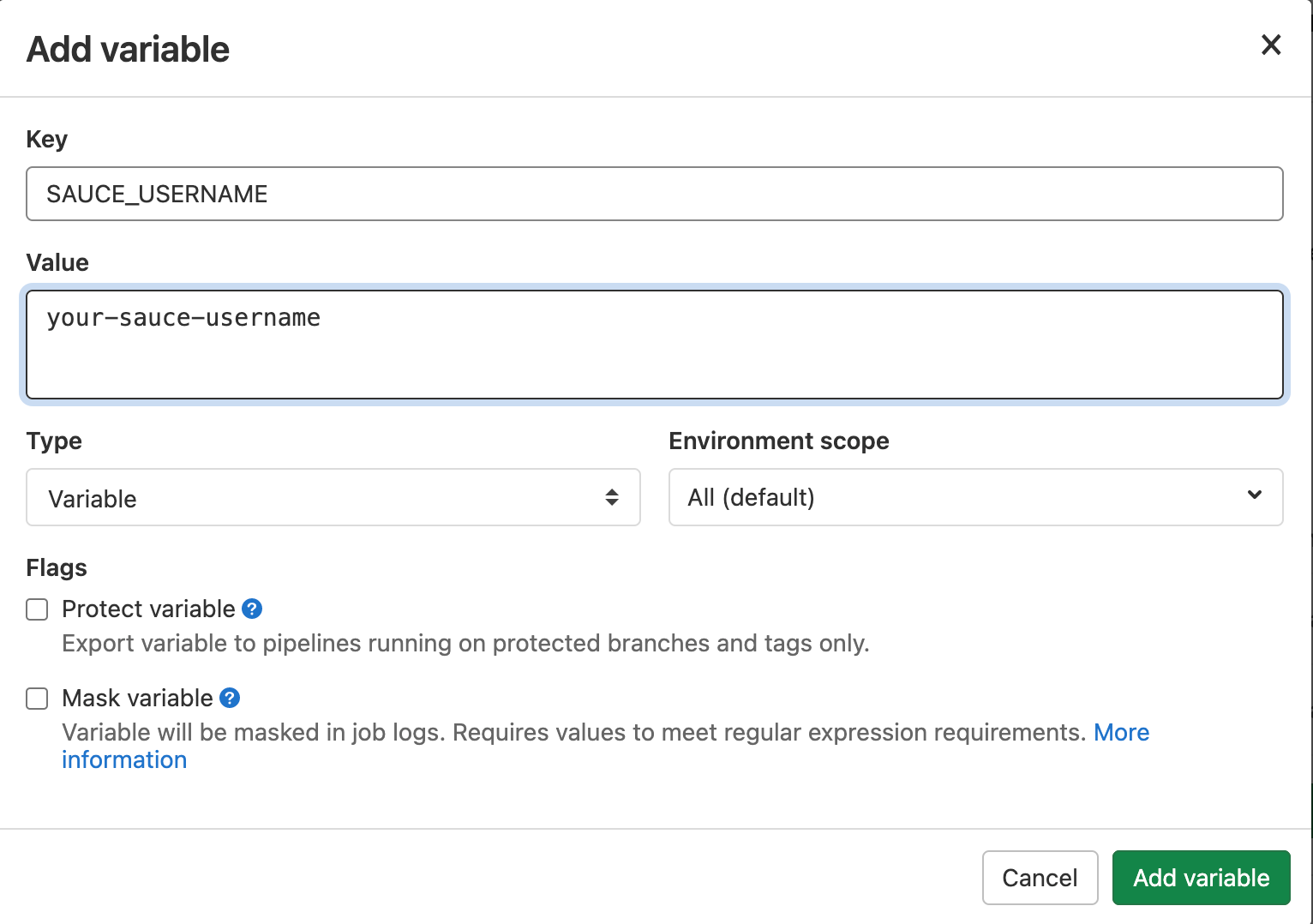 Add GitLab SAUCE_USERNAME