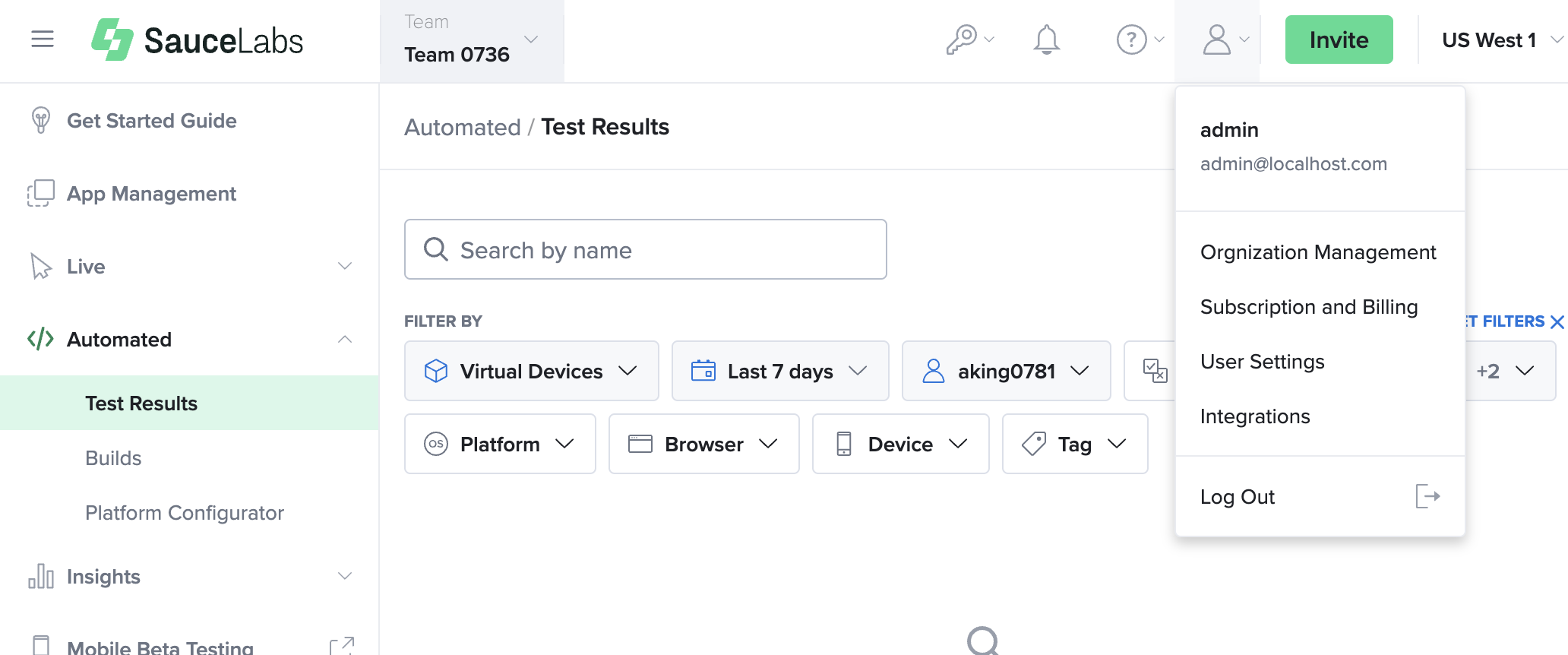 Organization management navigation