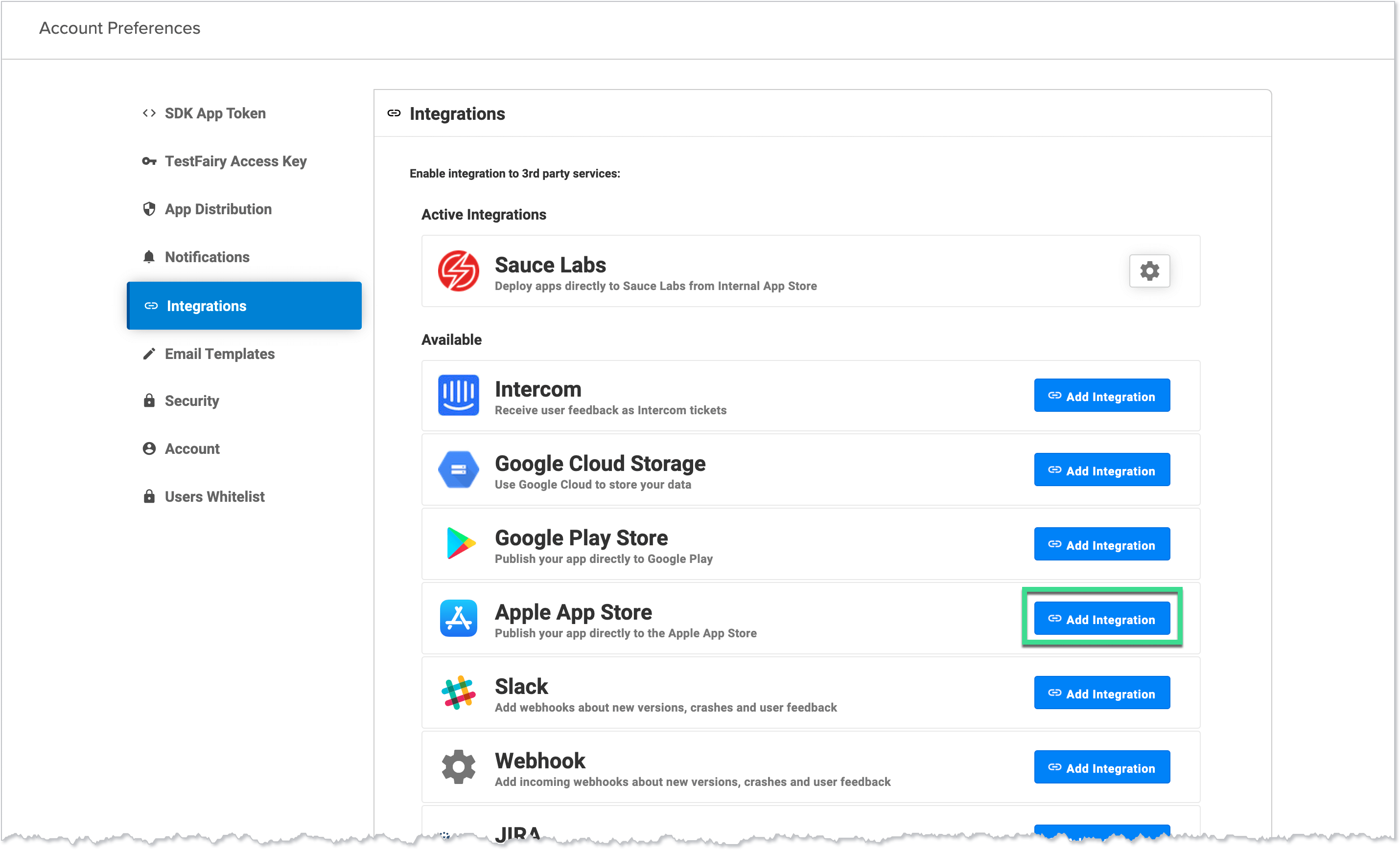 Add Apple App Store integration