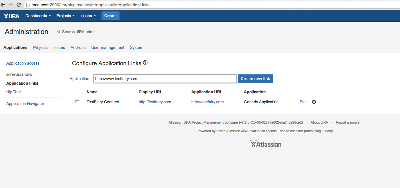 Create an application link