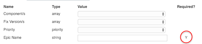 Required fields