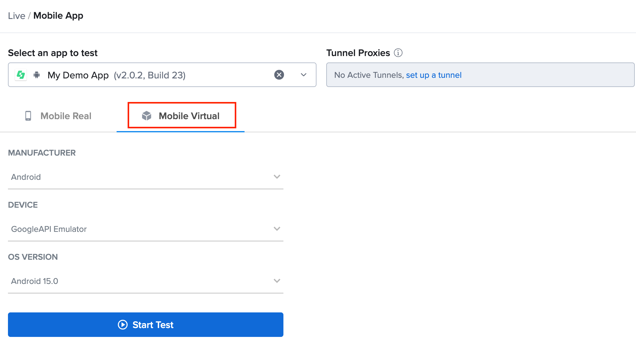 Mobile Virtual tab