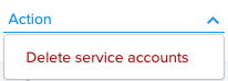 Delete service accounts dropdown