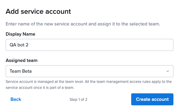 Service Account Creation - Step 1