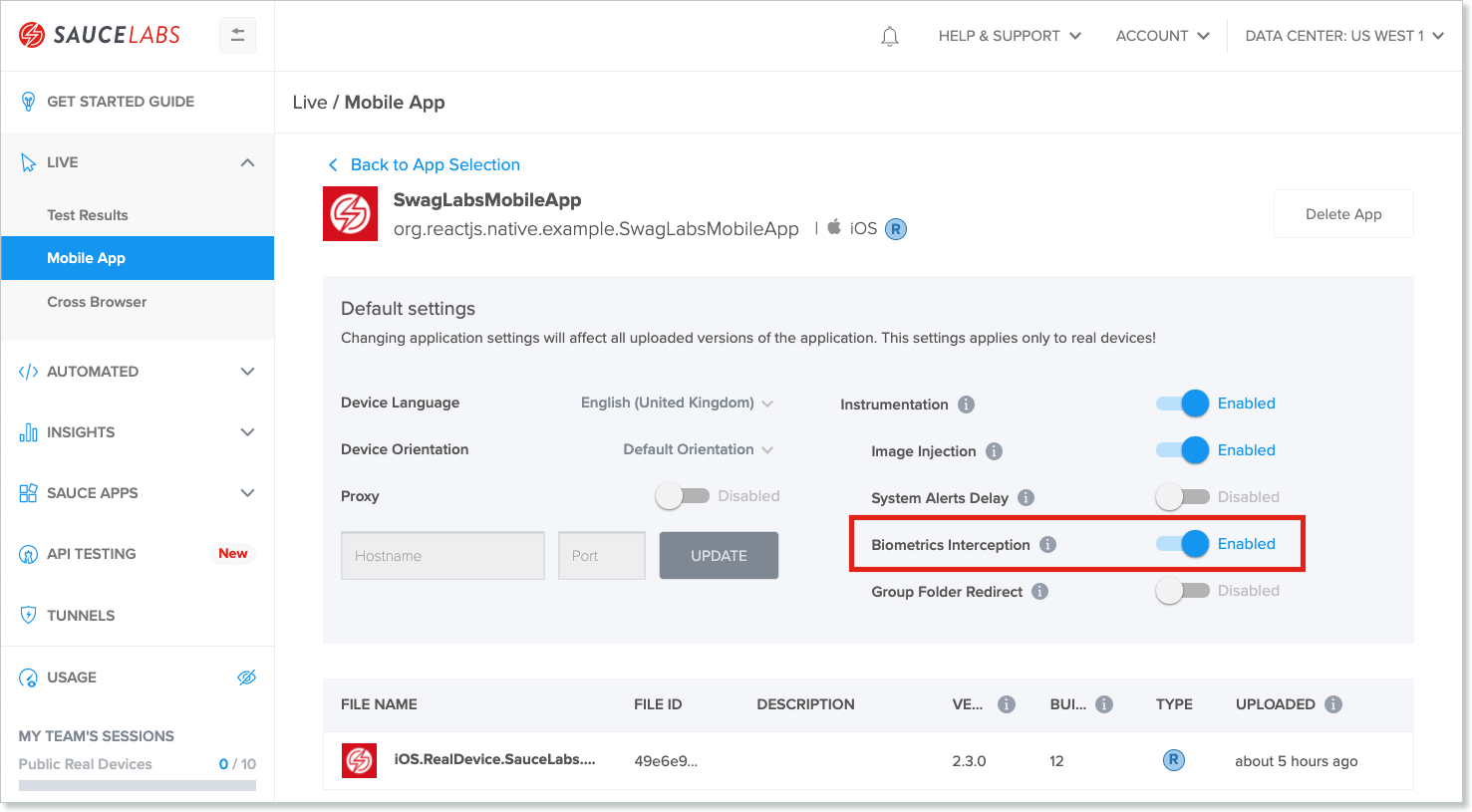 Biometrics Interception - Enabled