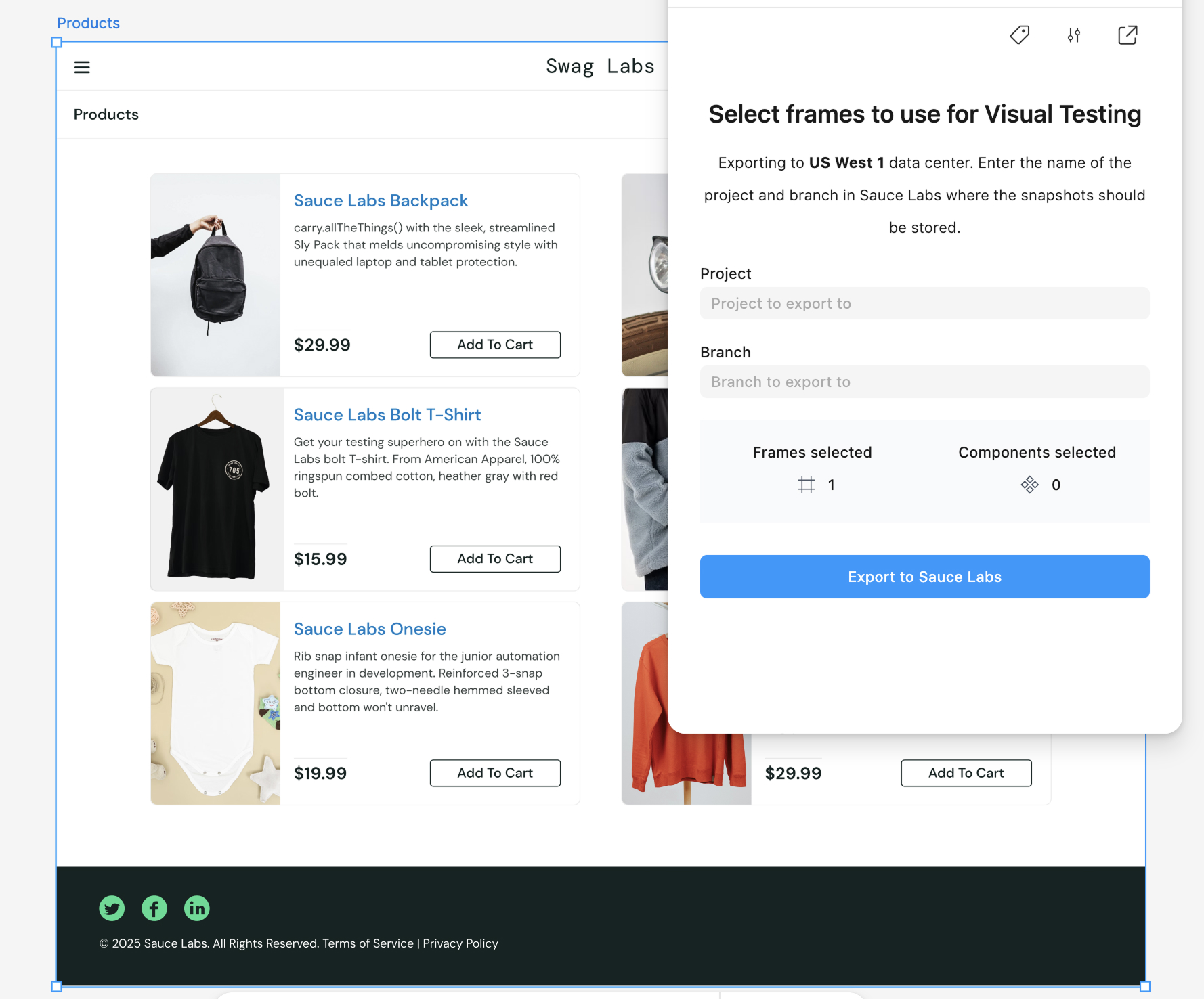 Select Figma frames and components