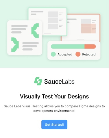 Get started page from Sauce Visual Figma plugin