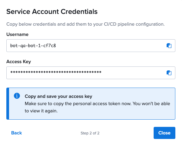 Service Account Creation - Step 2