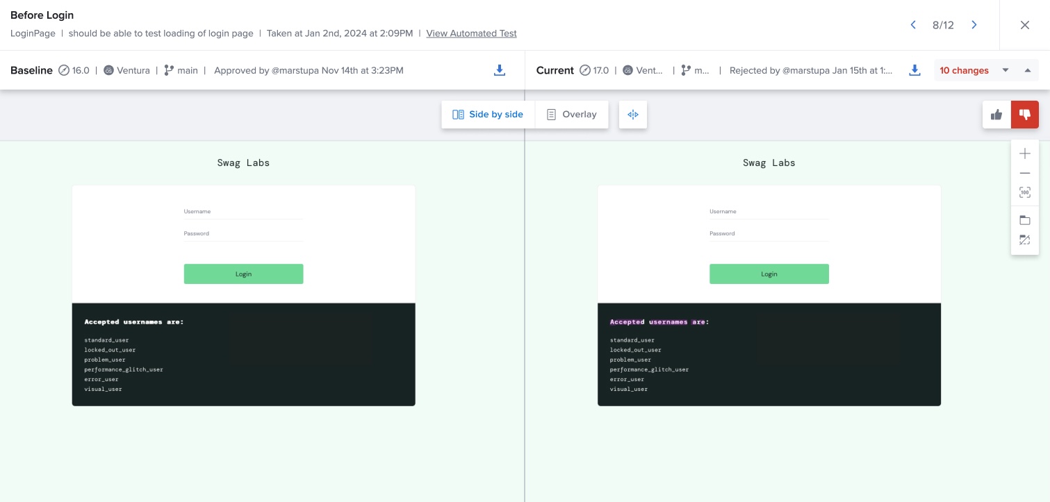 Diff review page with toolbars